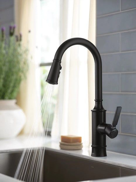 Moen 87679BL Gilden 1-Handle High Arc Pull-Down Kitchen Faucet  - Matte Black