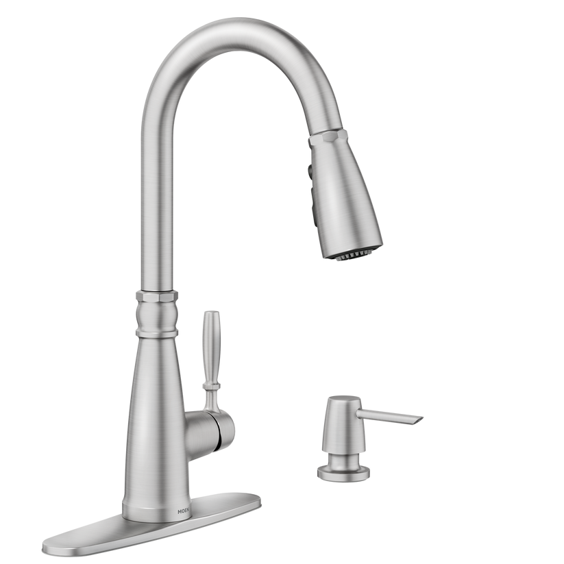 MOEN 87162SRS Boman Single Handle Pull-Down Kitchen Faucet - Brushed Nickel