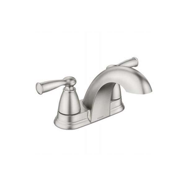 MOEN 84942SRN Banbury 4 in  Double Handle Low-Arc Bathroom Faucet Brushed Nickel