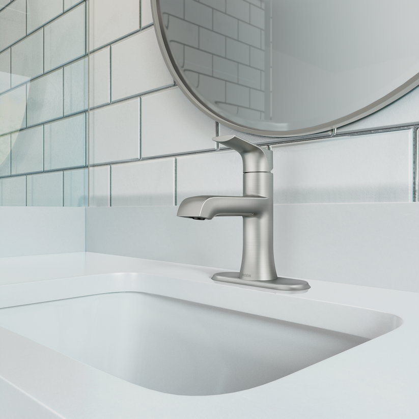 Moen Liso 84540SRN 1-Handle Bathroom Sink Faucet - Spot Resist Brushed Nickel