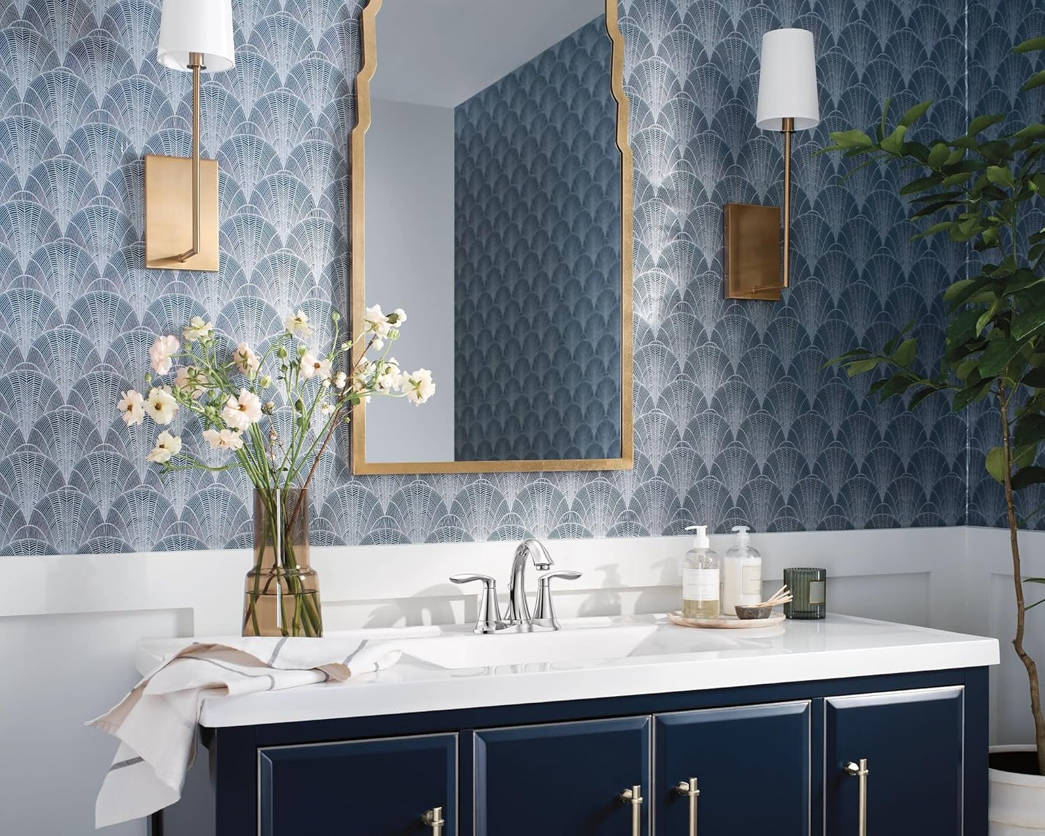 Moen Eva 6410 Two Handle Hi-Arc Centerset Bathroom Faucet in Chrome 1.2 GPM