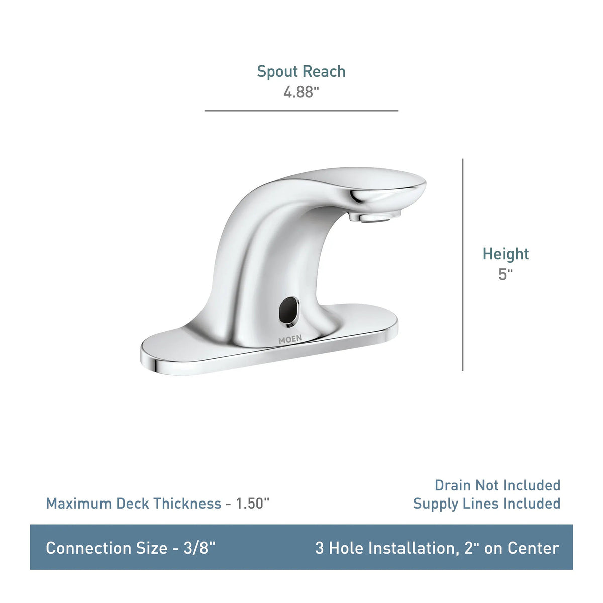 Moen CA8301 M-POWER 0.5 GPM Sensor Operated Lavatory Bathroom Faucet - Chrome