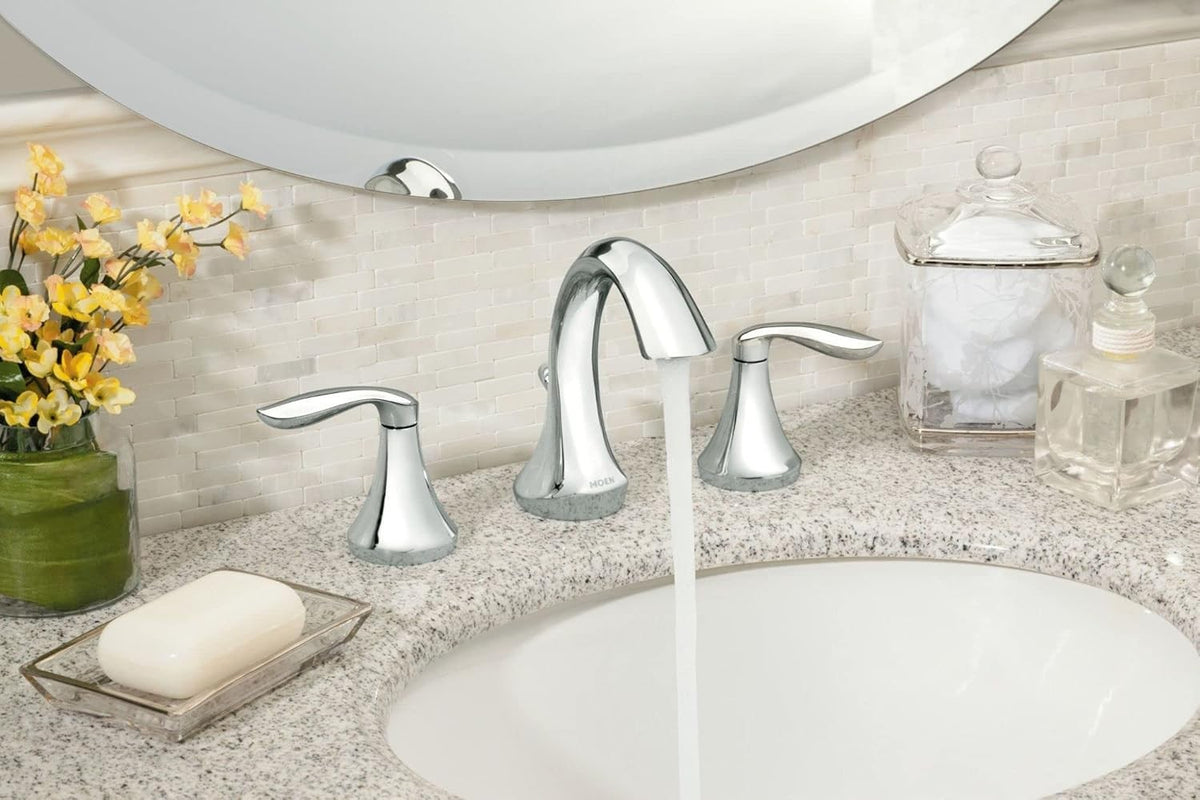 Moen T6420 Eva 2-Handle High Arc 8" Widespread Bathroom Faucet - Chrome
