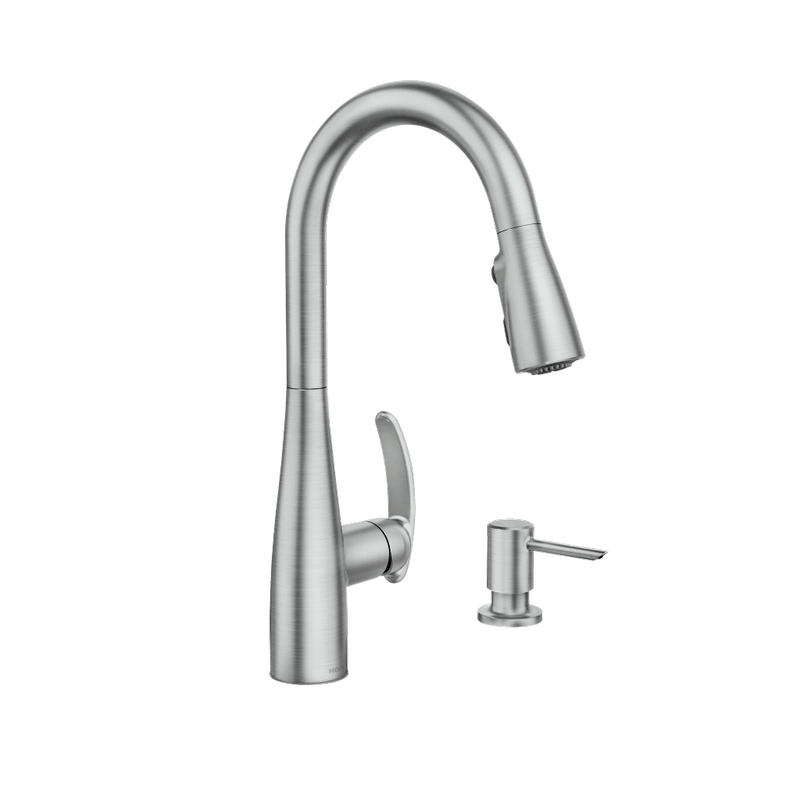 Moen 87932SRS Reyes 1-Handle Pull-Down Kitchen Faucet & Soap - Stainless