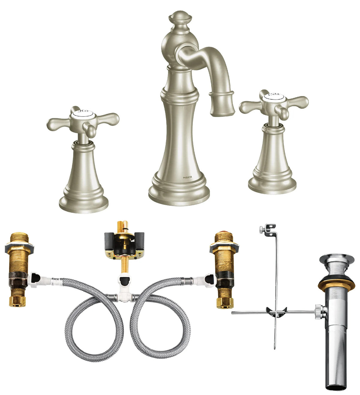 Moen TVS42114NL Weymouth Two-Handle Bathroom Faucet Trim Kit - Polished Nickel