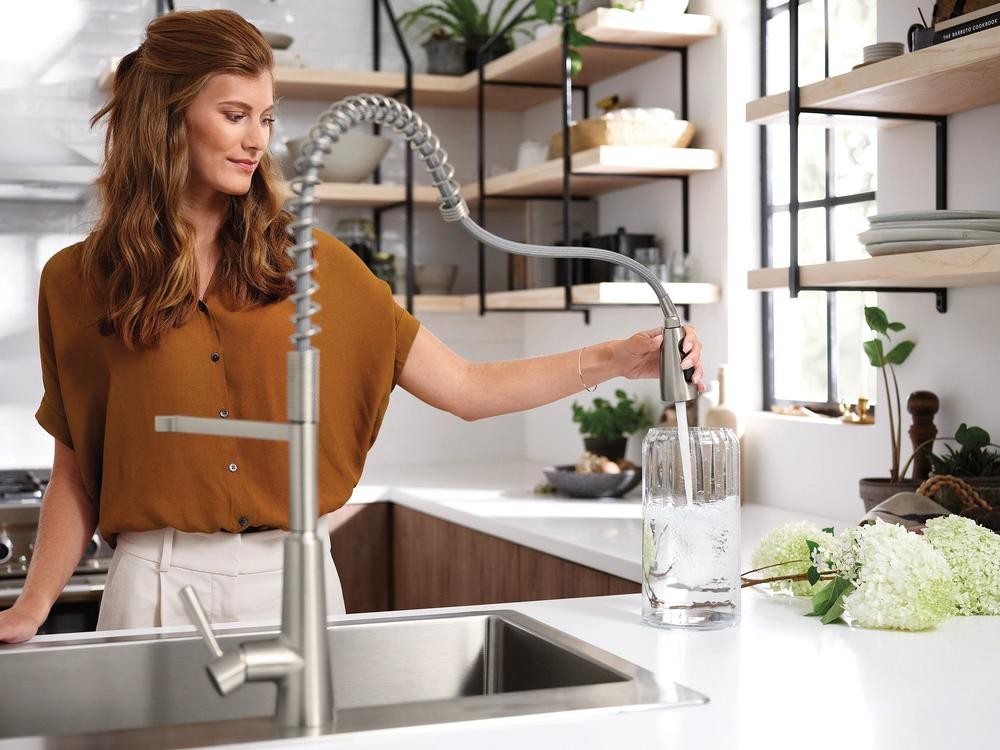 Moen 216003 Reza 33" x 22" 18 Gauge Single Sink & Faucet Combo - Stainless Steel