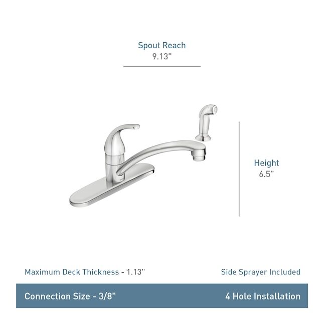 Moen 87202 Adler One-Handle Kitchen Faucet with Side Spray - Chrome