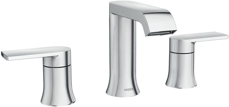 MOEN 84763 Genta 2-Handle Wide Bathroom Faucet Chrome With Drain & Lift Rod