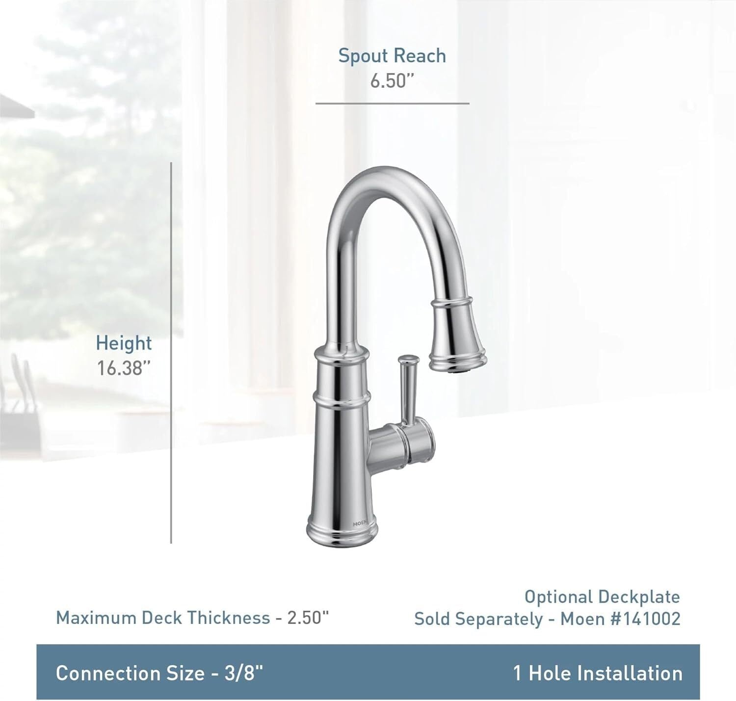Moen 6260SRS Belfield 1-Handle Pulldown Bar Faucet Clean Spot Resist Stainless