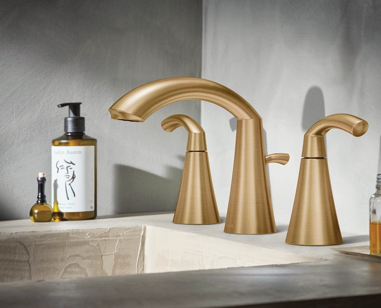 Moen TV6173BZG Glyde 2-Handle Widespread Bathroom Sink Faucet - Bronzed Gold