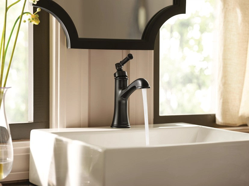 Moen 6803BL Dartmoor 1-Handle Bathroom Faucet w/ DRAIN - Matte Black