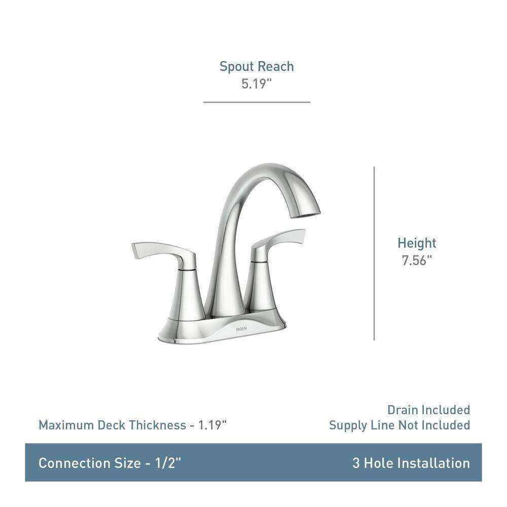 Moen 84467 Korek 4” Centerset 2-Handle Bathroom Faucet - Chrome