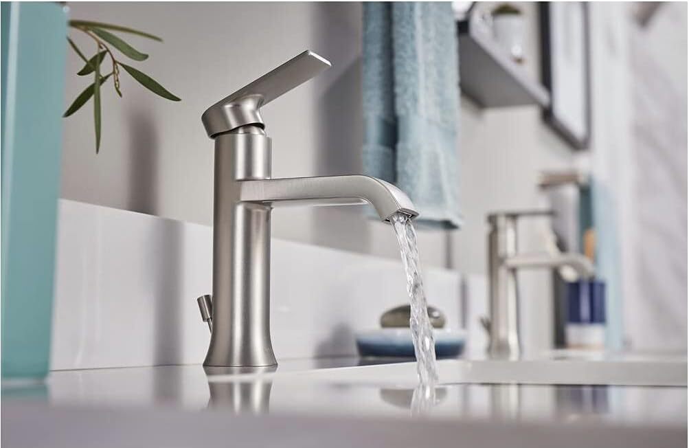 MOEN WS84760SRN Genta Single-Handle Bathroom Faucet Spot Resist Brushed Nickel