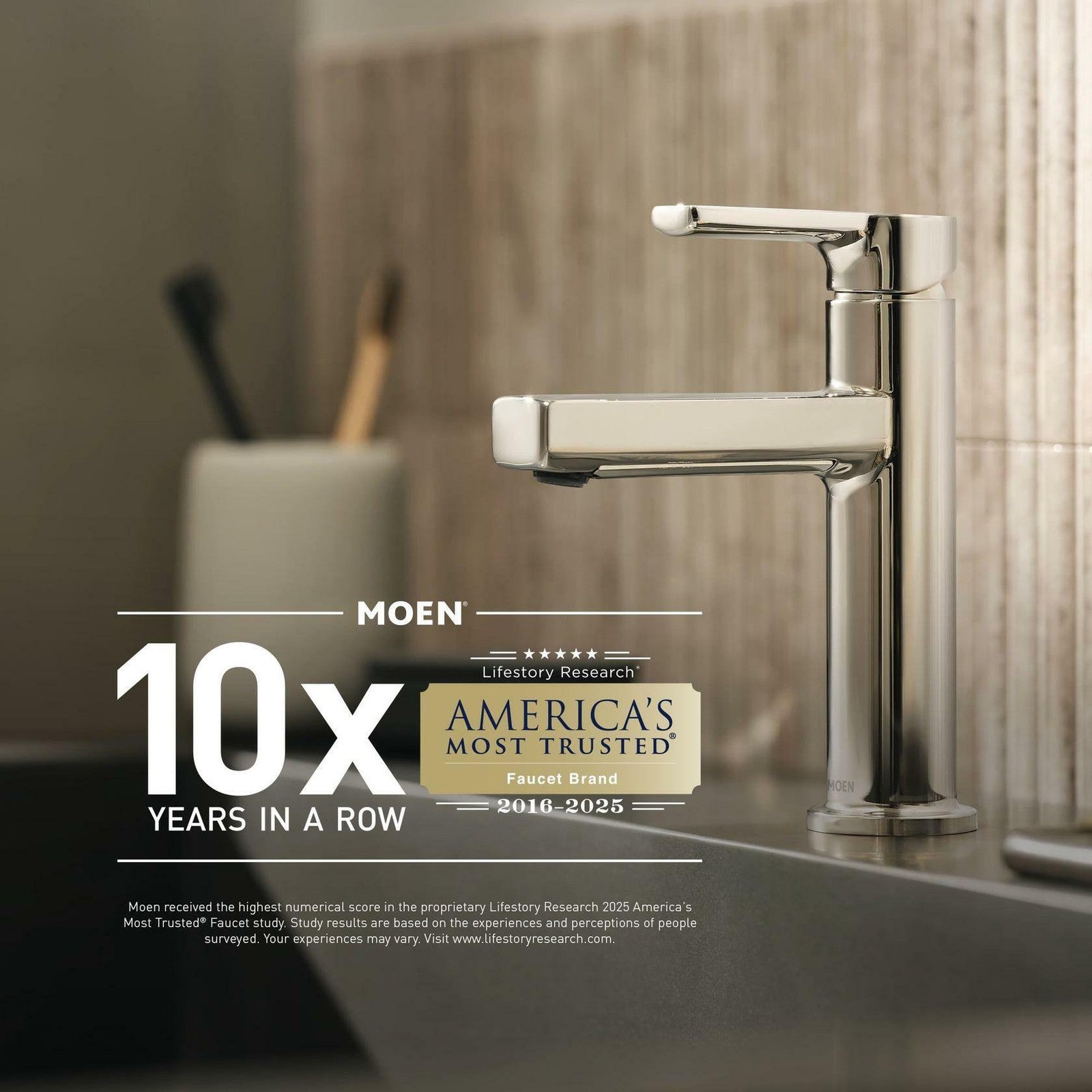 Moen 84154SRN Avri 2-Handle High Arc Bathroom Sink Faucet in Brushed Nickel