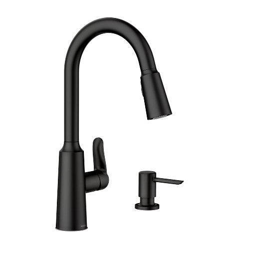 MOEN 87028BL Edwyn Single Handle Pull-Down Handle Kitchen Faucet - Matte Black