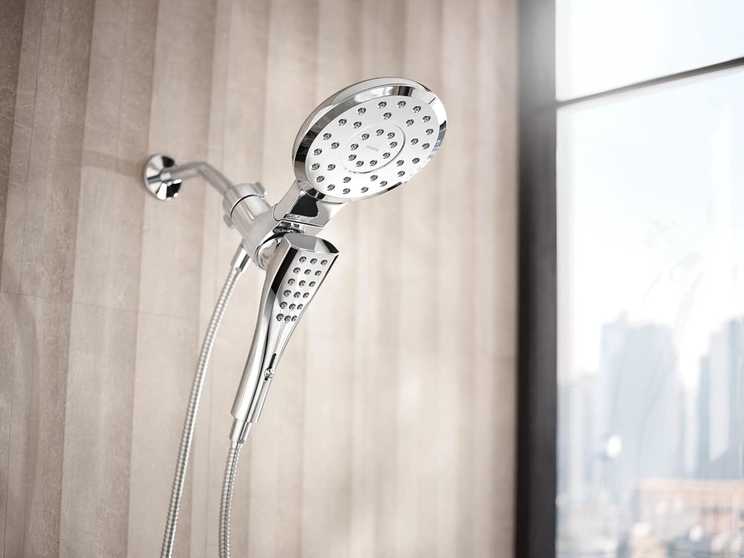 Moen 220C3 Chrome Verso Eight-Function 7 Round Shower Spray Head with Handshower
