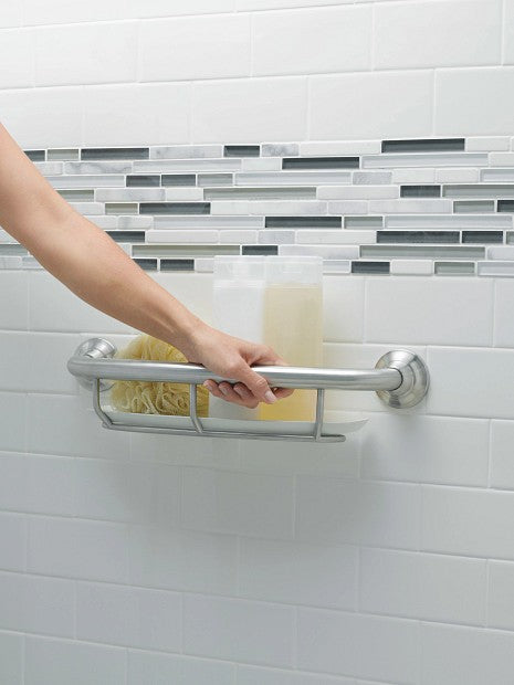 Moen LR2356DBN Designer Grab Bar With Shelf 16" - Brushed Nickel