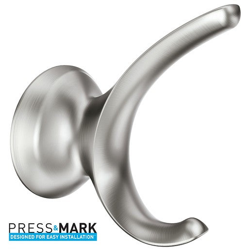 Moen MY1503BN Darcy Double Robe Hook Press & Mark - Brushed Nickel