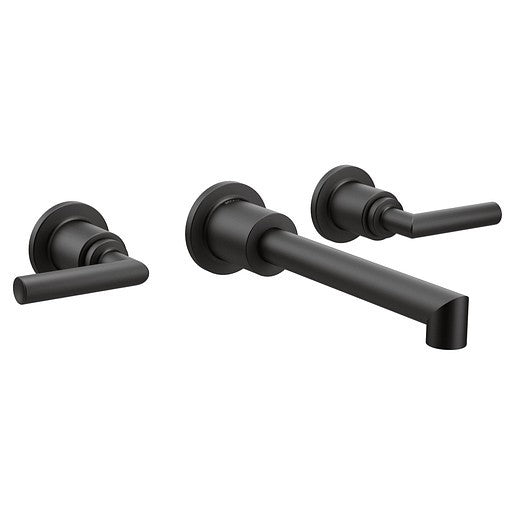 Moen TS43003BL Arris Two-Handle Wall Mount Bathroom Faucet Trim - Matte Black
