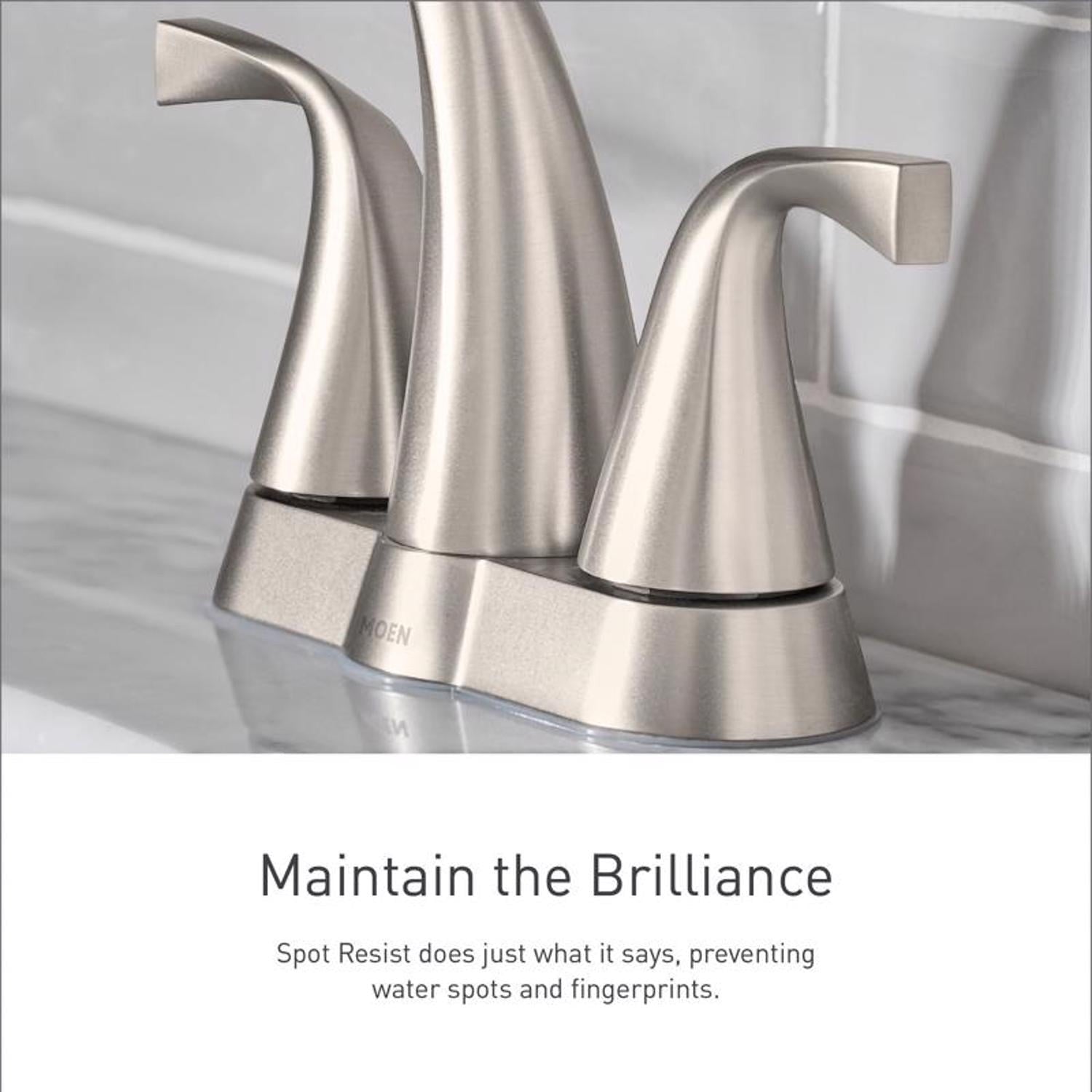 Moen 84504SRN Lindor 2 Handle High Arc Bathroom Faucet Spot Resist Nickel