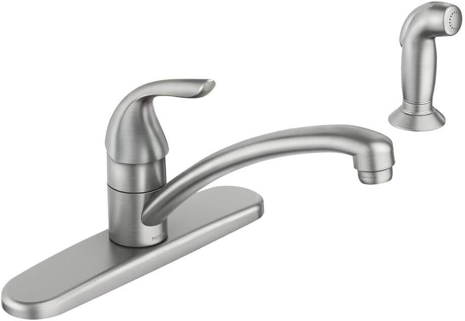 Moen 87202SRS Adler Low Arc 1-Handle Kitchen Faucet w/ Side Spray - Stainless