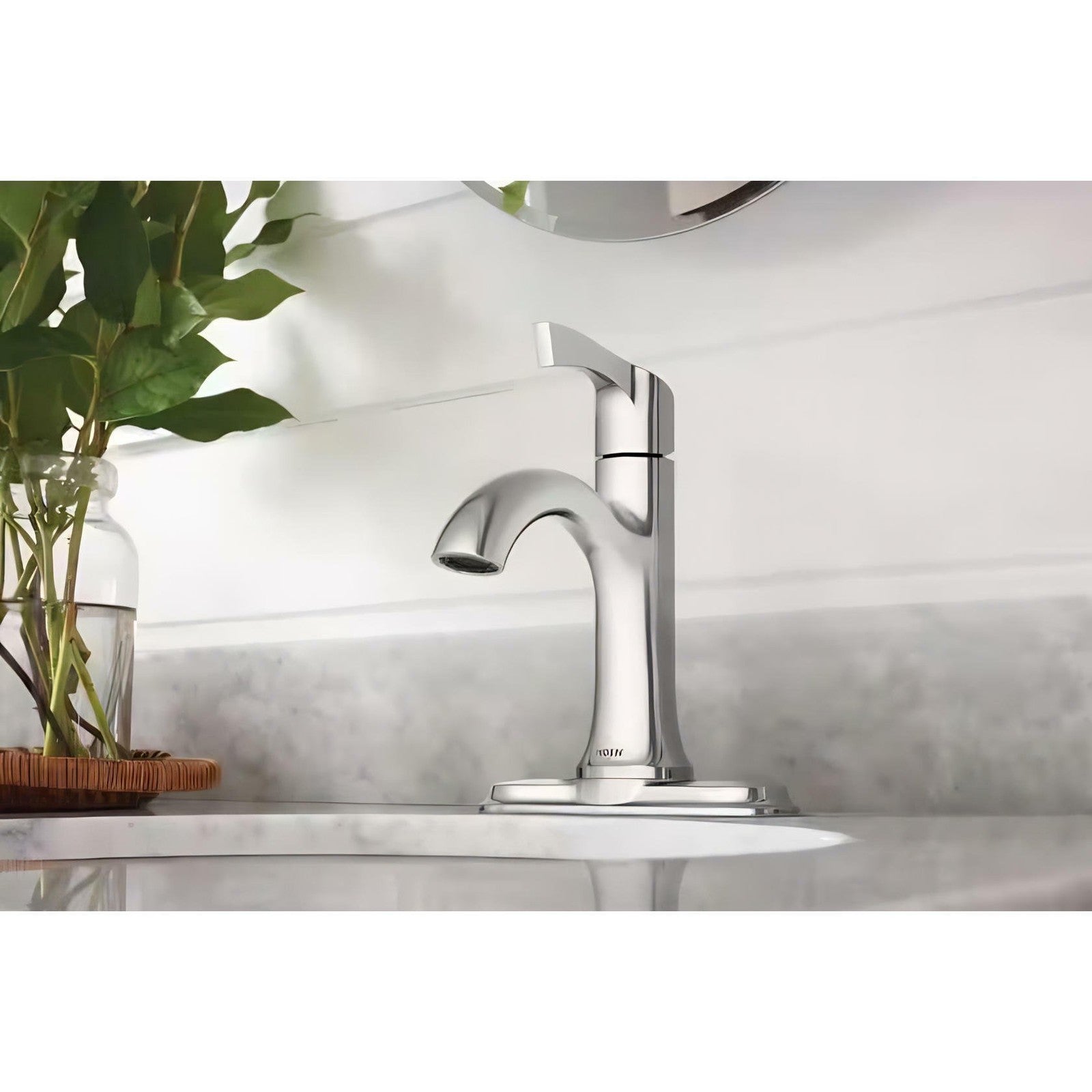 MOEN 84466 Korek Single Handle Single Hole Bathroom Faucet w/Deckplate in Chrome