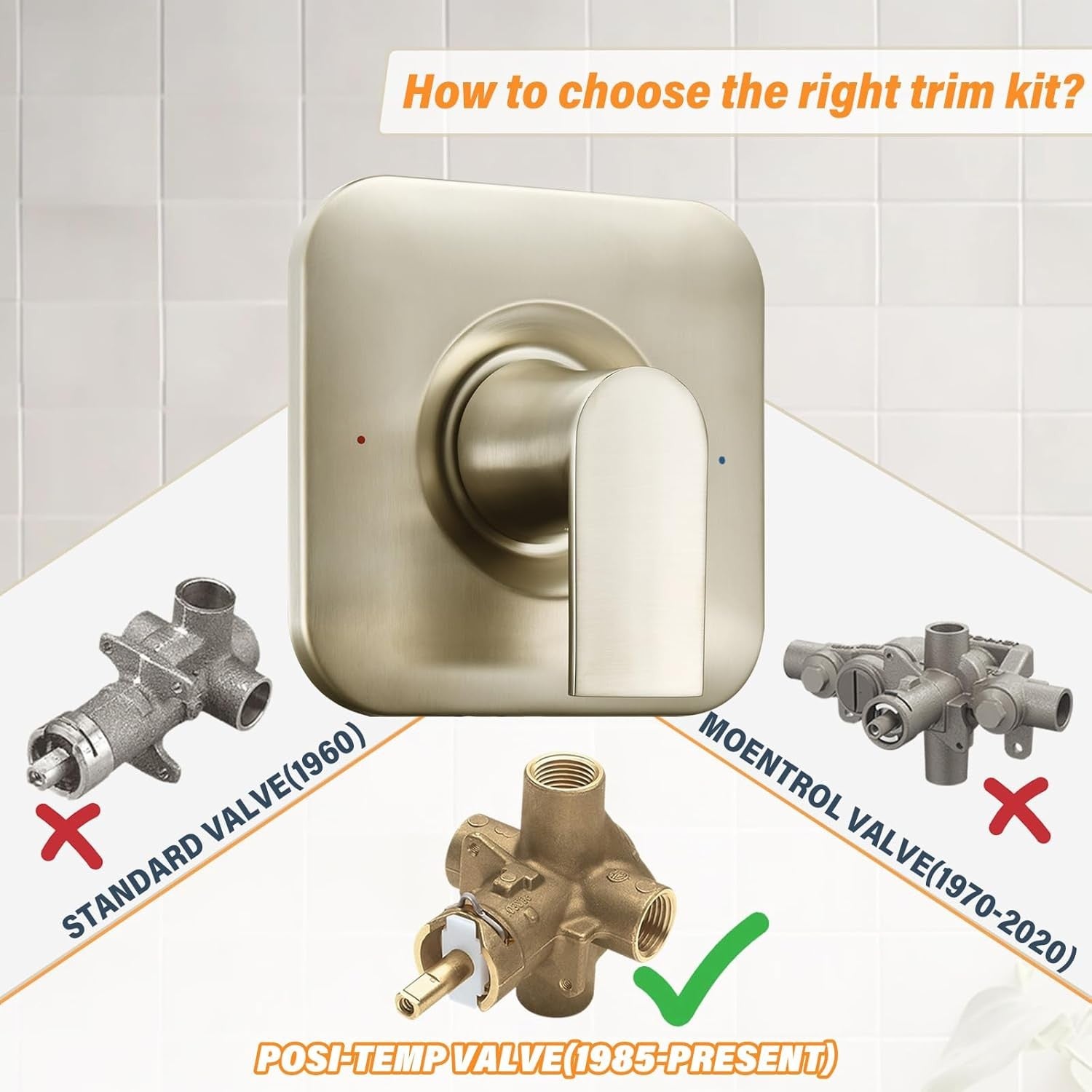 Moen T2471BN Genta LX Brushed Nickel Posi-Temp Shower Valve Trim Lever Handle