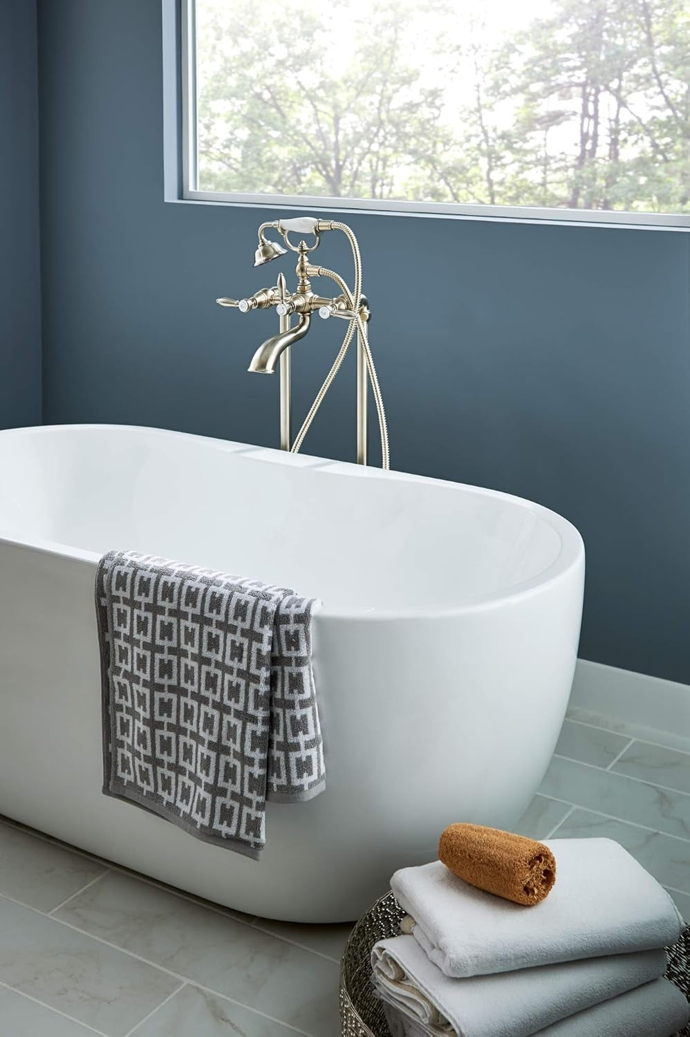 Moen TS50200 Freestanding Floor Mount Tub Filler Double Riser Floor Joist