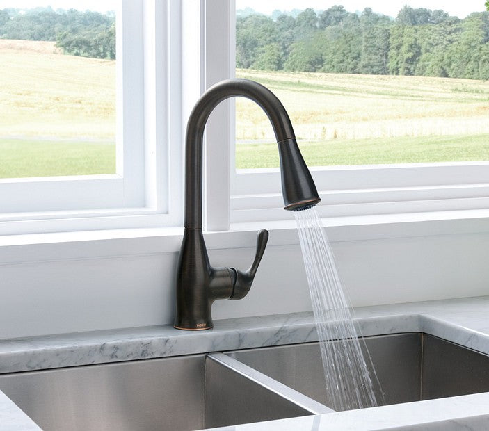 Moen 87966BRB Kaden Mediterranean Bronze 1-Handle Pulldown Kitchen Faucet