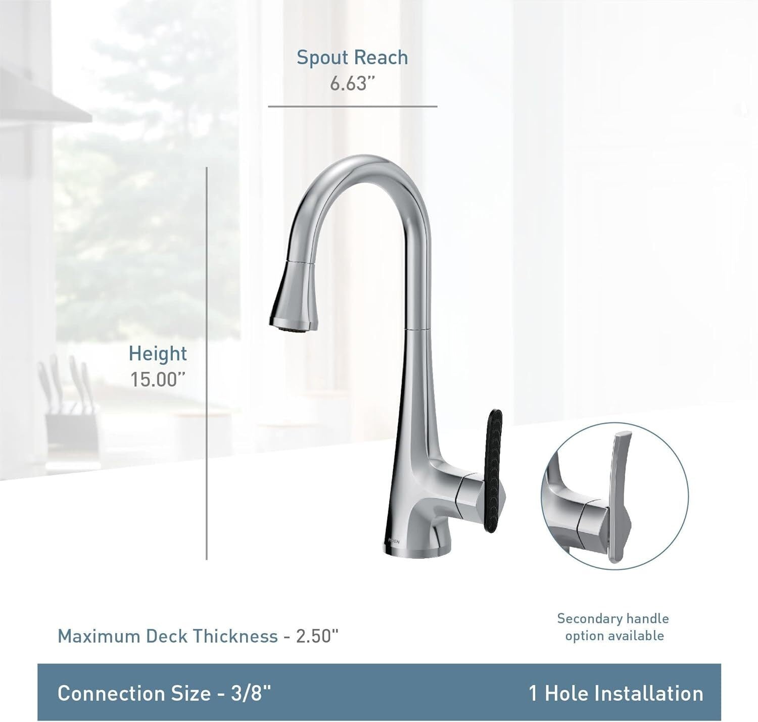 Moen S6235NL Sinema One-Handle High Arc Faucet Pulldown Bar Polished Nickel
