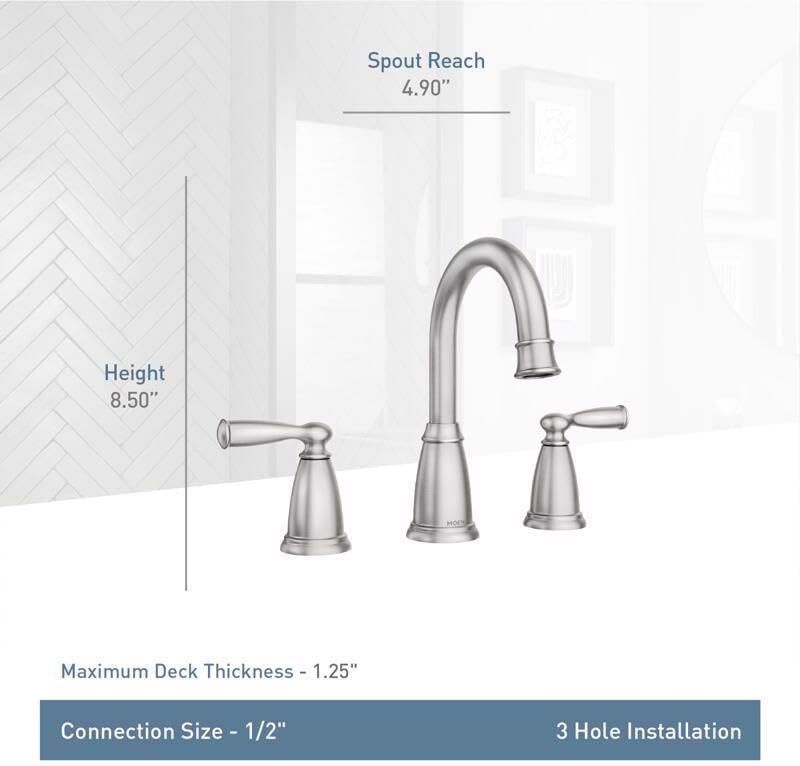 Moen 84947SRN Banbury Widespread High Arc Bathroom Faucet Brushed Nickel