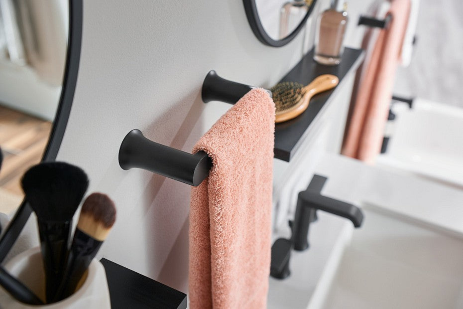 Moen BH3886BL Genta LX Double Post Wall Mounted Hand Towel Bar - Matte Black