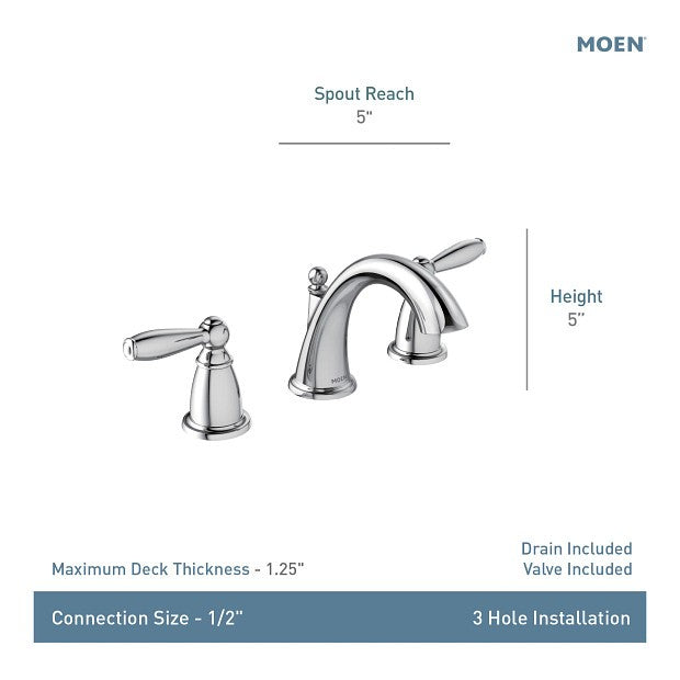 Moen Brantford TV6620BN Two-Handle Bathroom Sink Faucet - Brushed Nickel