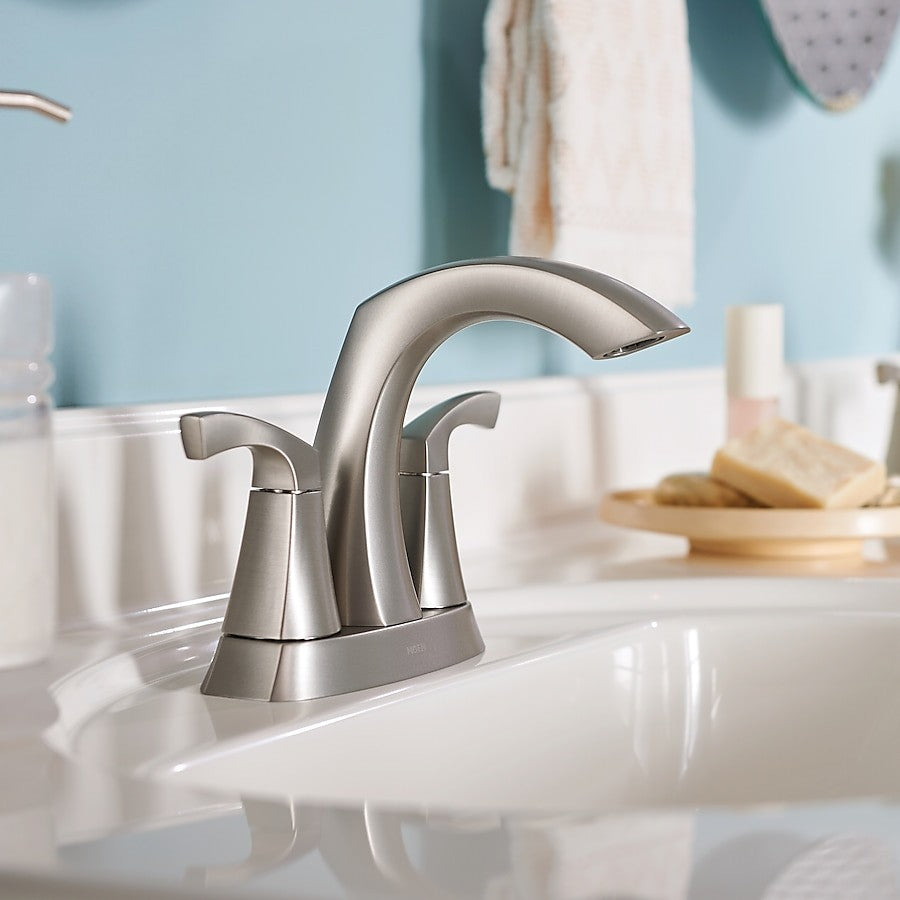 Moen 84506SRN Lindor Bathroom Faucet Spot Resist Nickel 2 Handle High Arc