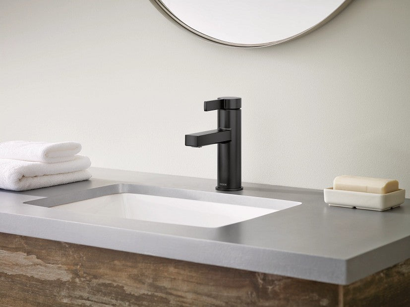 MOEN 84774BL Beric Single Hole Single Handle Bathroom Faucet - Matte Black