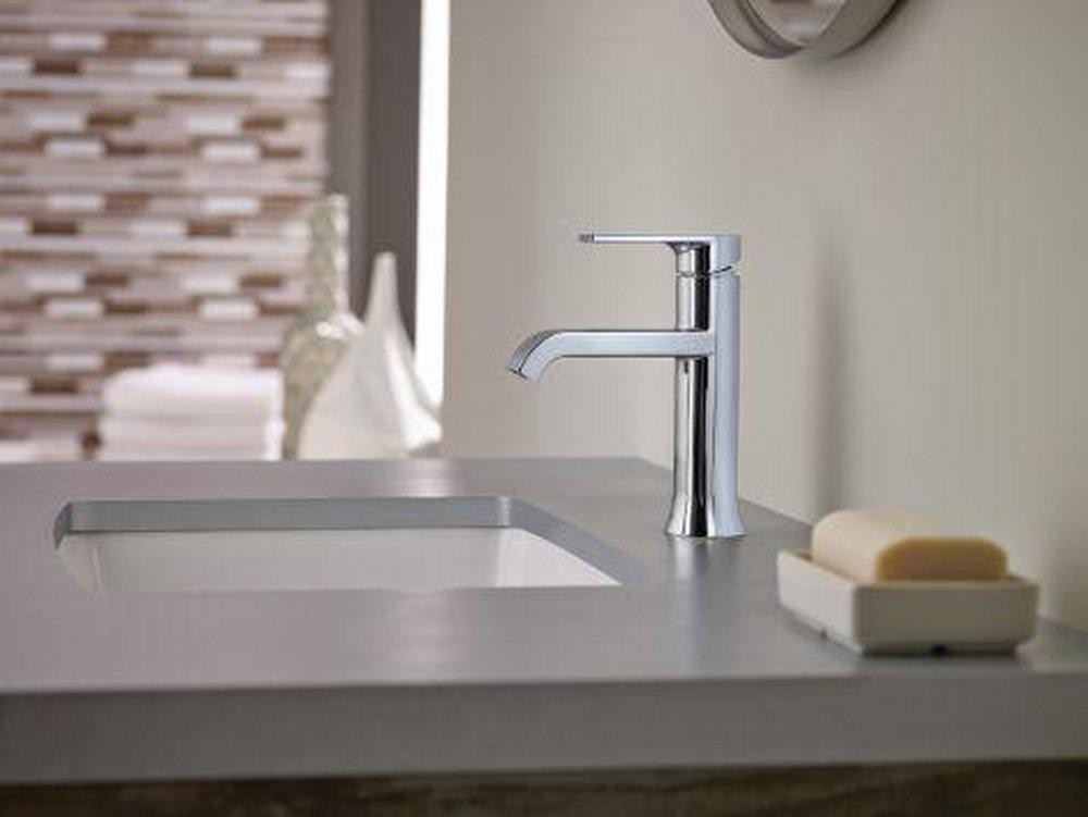 Moen WS84760 GENTA Chrome 1-Hole Handle Centerset Bathroom Faucet w/ DRAIN
