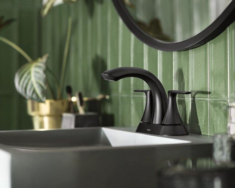 Moen 84515BL Findlay 4 in. Centerset 2-Handle Bathroom Faucet Matte Black