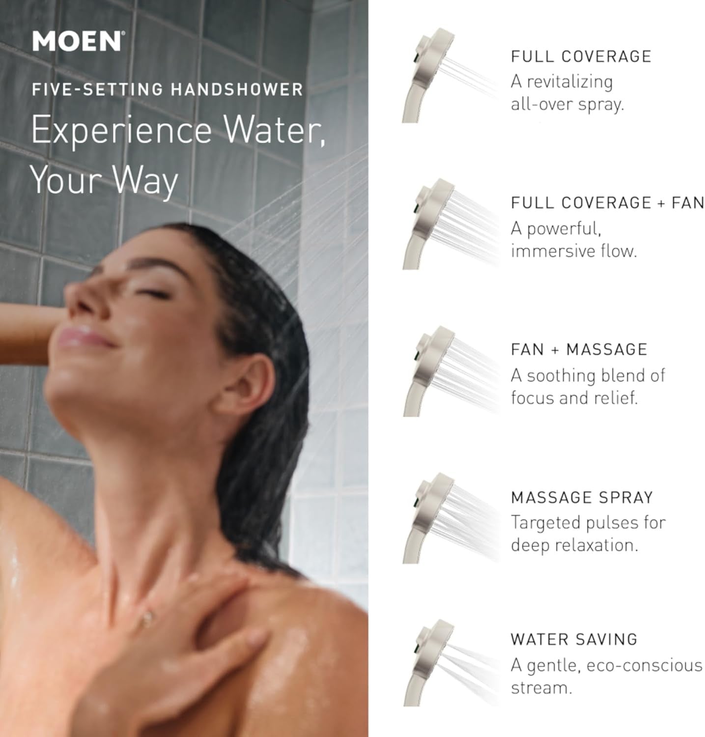 Moen Water Saving Handheld Shower Head Magnetic Docking -Matte Black 230H2EPBL