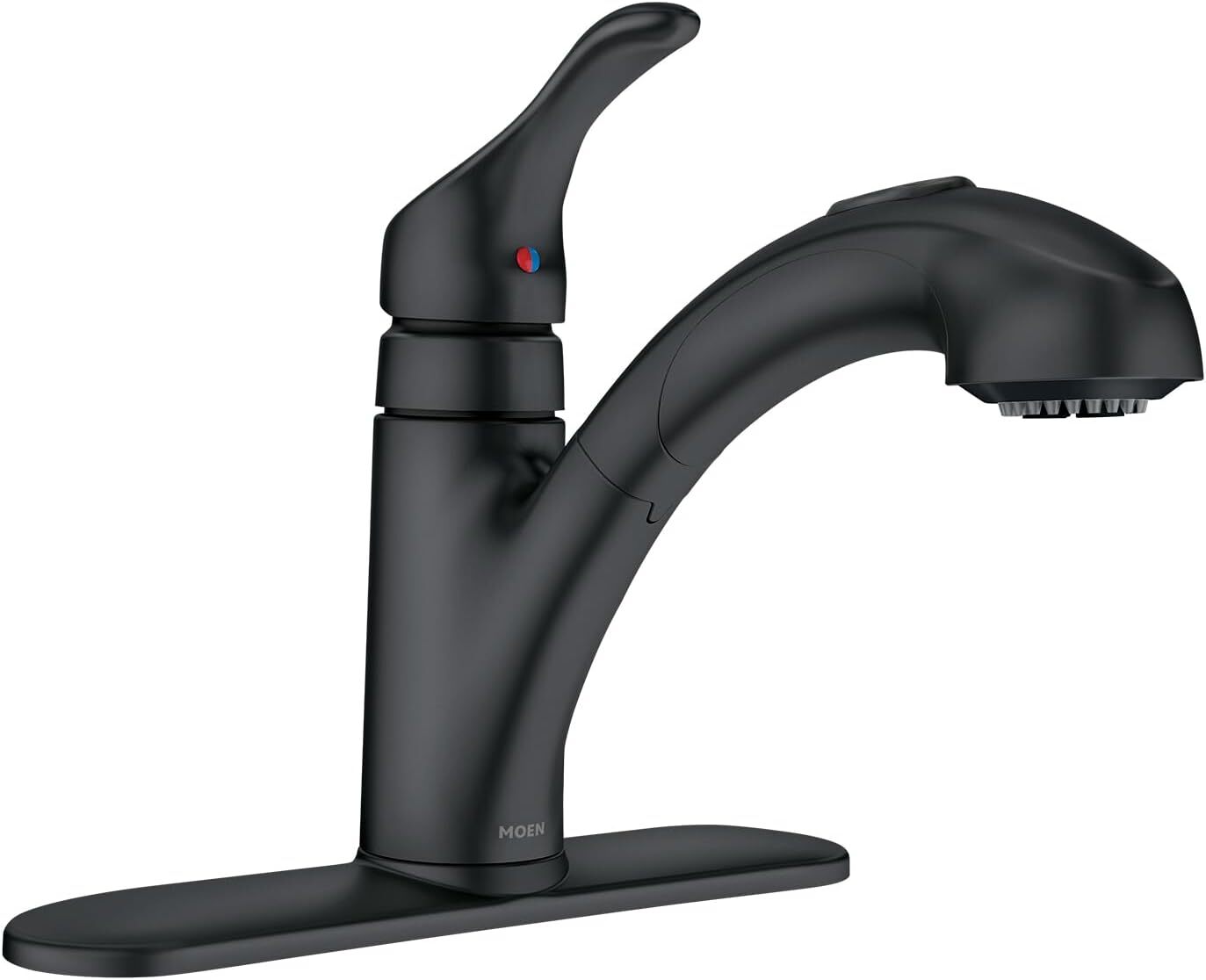 Moen CA87316BL Renzo 1-Handle Deck Mount Pull-Out Kitchen Faucet -  Matte Black
