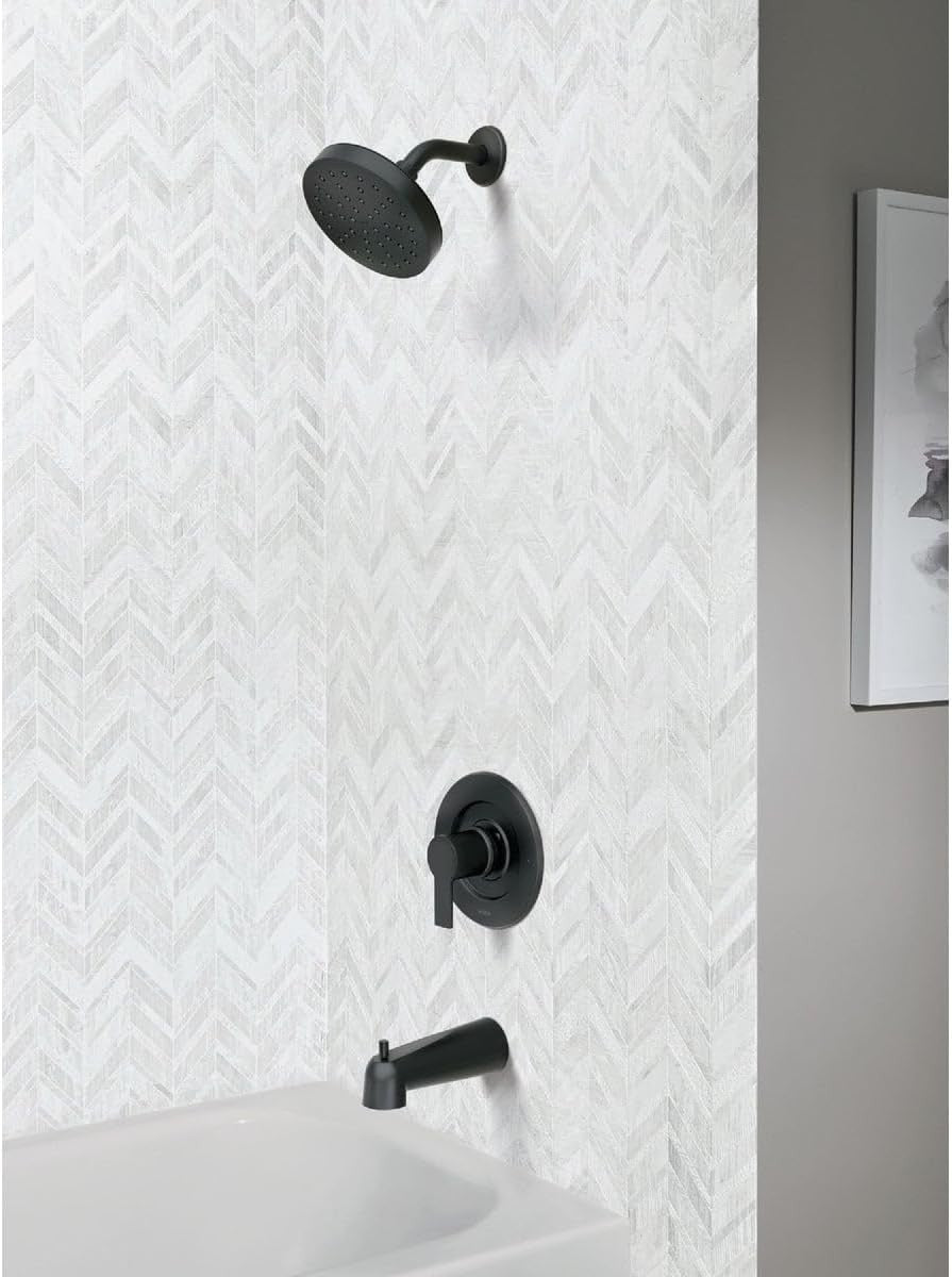 Moen Rinza 82628BL Bathroom Shower & Tub Faucet Kit Set - Matte Black