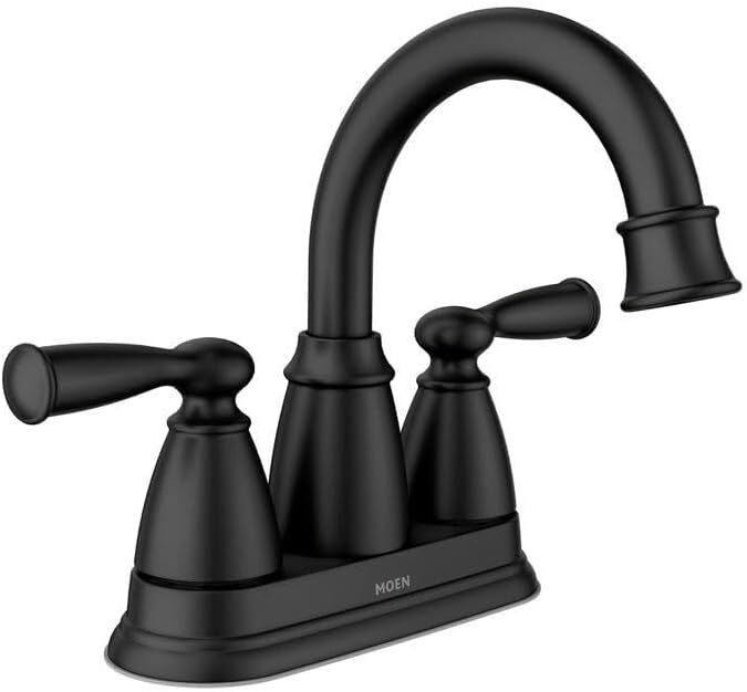 Moen 84943BL Banbury 2-Handle High Arc Centerset Bathroom Faucet, Matte Black