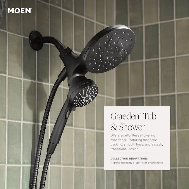 Moen 82137BL Graeden 6-Spray Magnetix Tub & Shower Faucet with Valve Matte Black