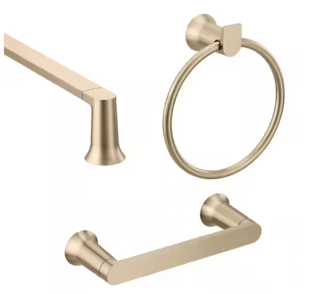 MOEN BH3633BZG Genta Bath Set Towel Bar Paper Holder Towel Ring - Bronzed Gold