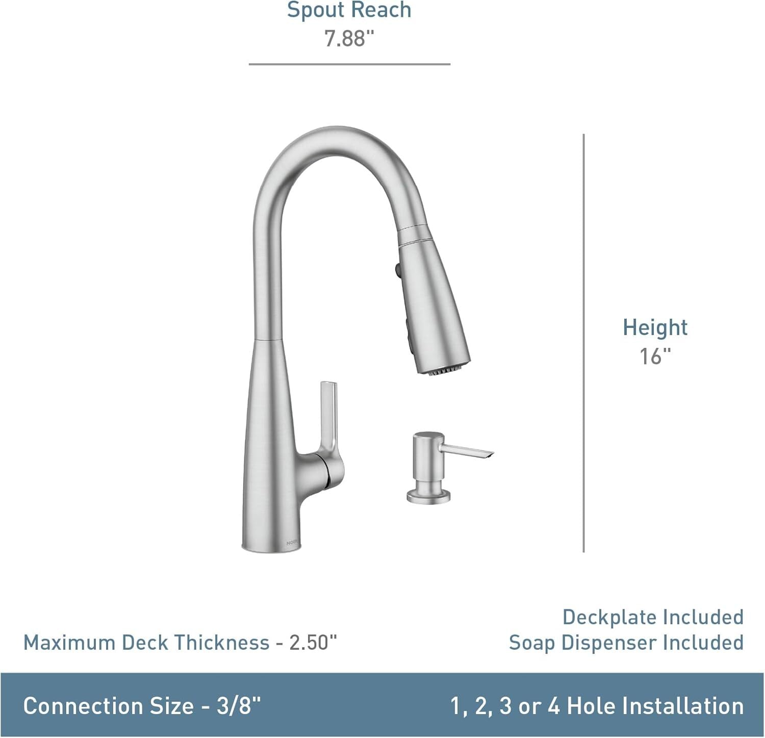 Moen Haelyn Black Kitchen Faucet ColorCue® 1-Handle High Arc Pulldown 87627EIBL