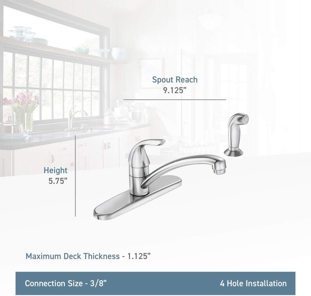 Moen 87202SRS Adler Low Arc 1-Handle Kitchen Faucet w/ Side Spray - Stainless