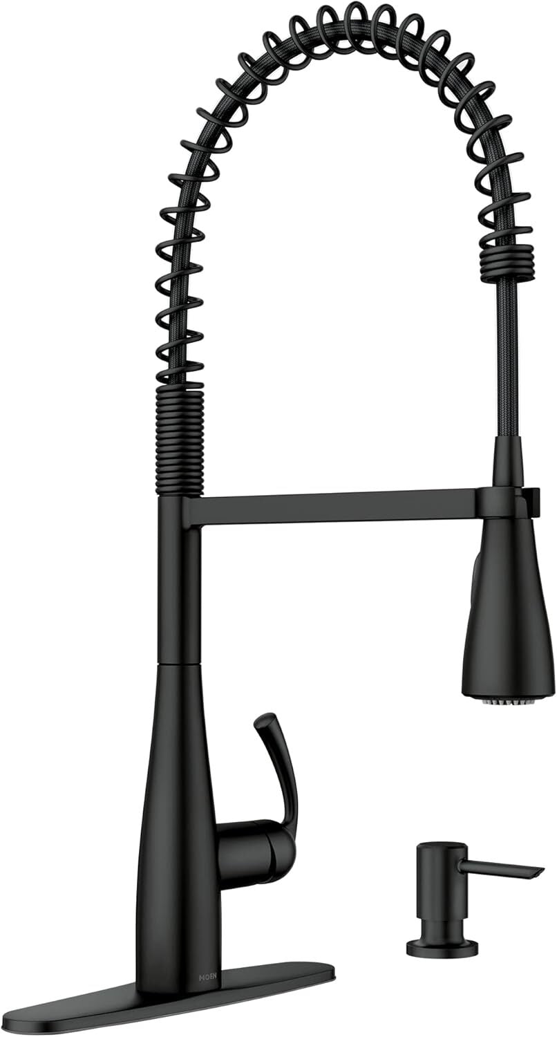 MOEN Essie Spring 1-Handle Pull-Down Sprayer Kitchen Faucet Matte Black 87814BL