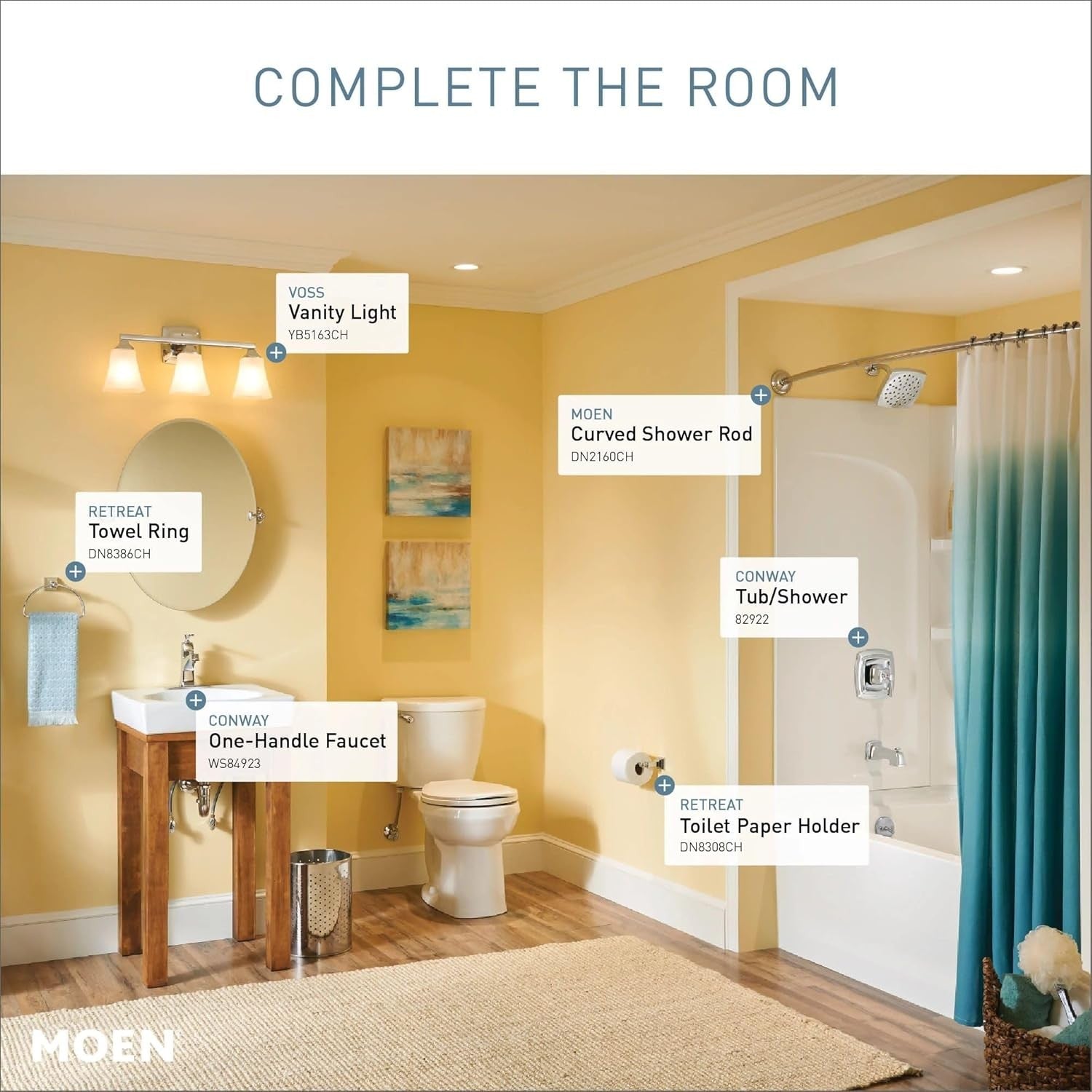 Moen Conway 82922 Chrome Tub & Shower Trim Set with Posi-Temp Valve Included