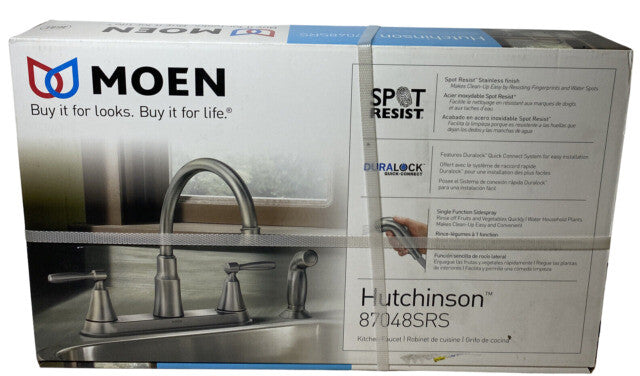 Moen 87048SRS Hutchinson Kitchen Faucet With Side Sprayer- Spot Resist Stainless