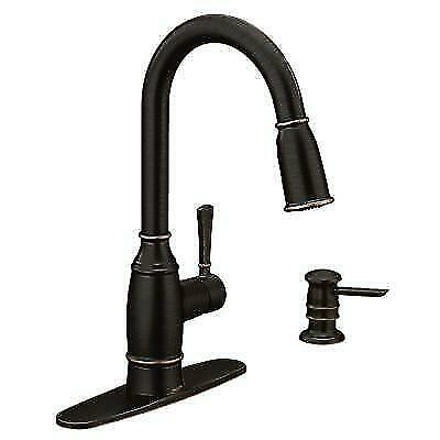 MOEN 87791BRB Noell Pull-Down Sprayer Kitchen Faucet Mediterranean Bronze