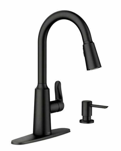 MOEN 87028BL Edwyn Single Handle Pull-Down Handle Kitchen Faucet - Matte Black